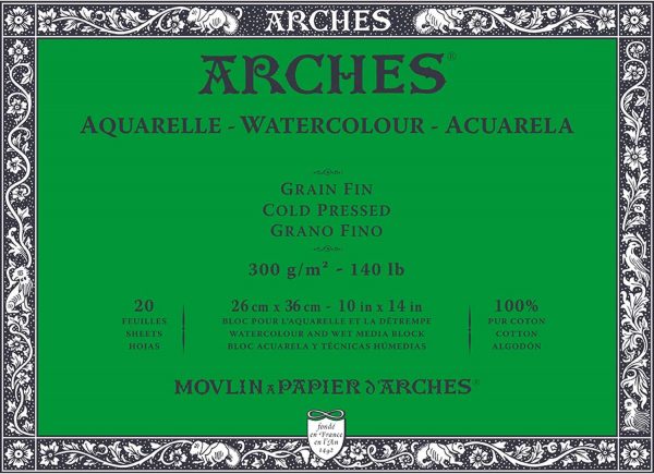 ARCHES Aquarelle GF 300g/m² - Bloc 20 feuilles 26x36