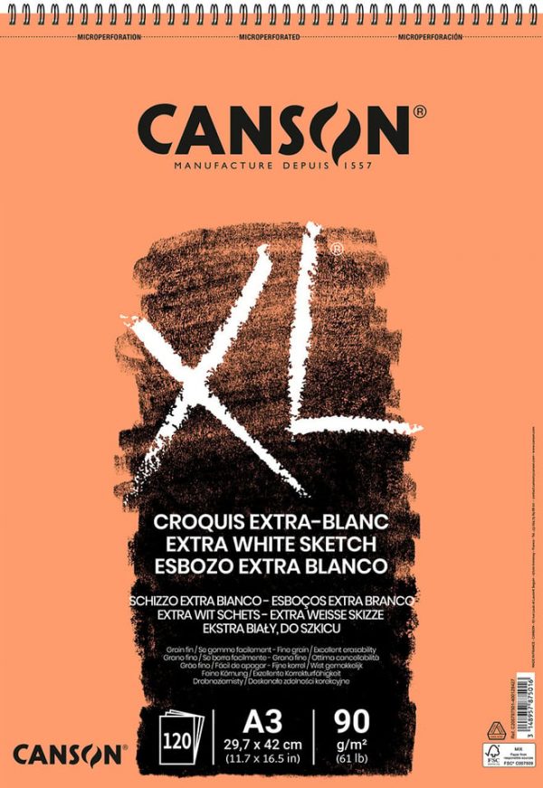 XL Croquis Canson®A3 GF - Extra Blanc 90 g/m²